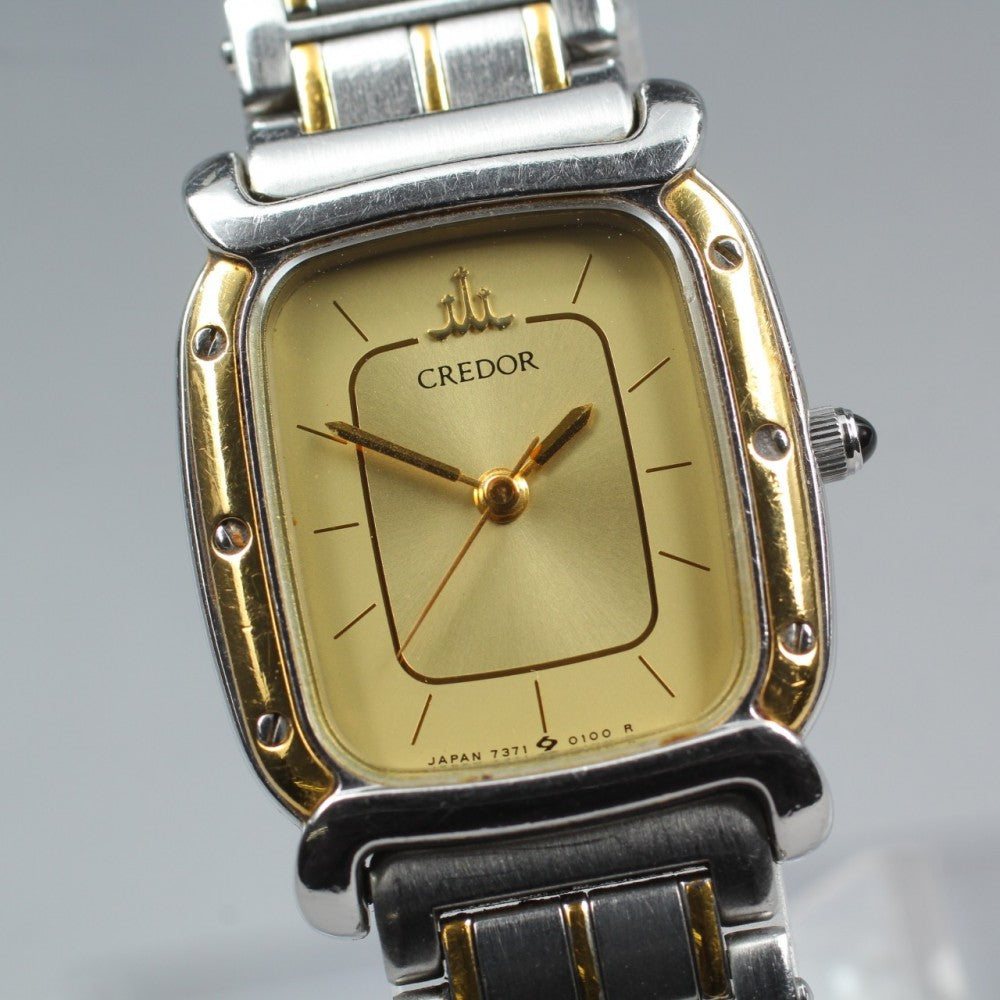 SEIKO Credor 7371-5010 Gold Quartz 20.5mm Ladies Watch 1987