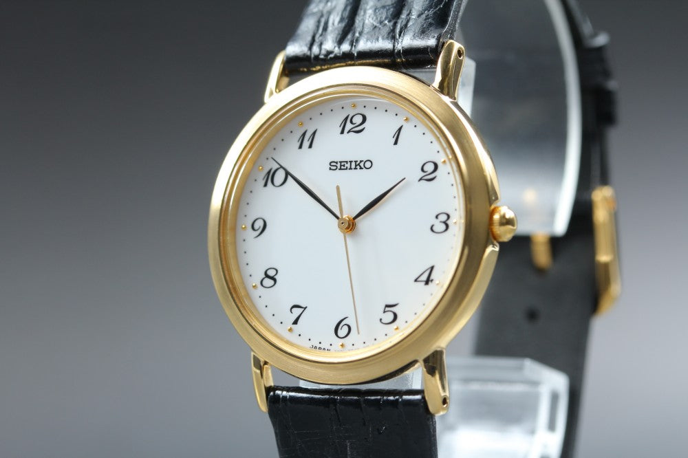 Near MINT SEIKO Spirit 7N01-0BH0 White Quartz 32.9mm Men's Watch 1999