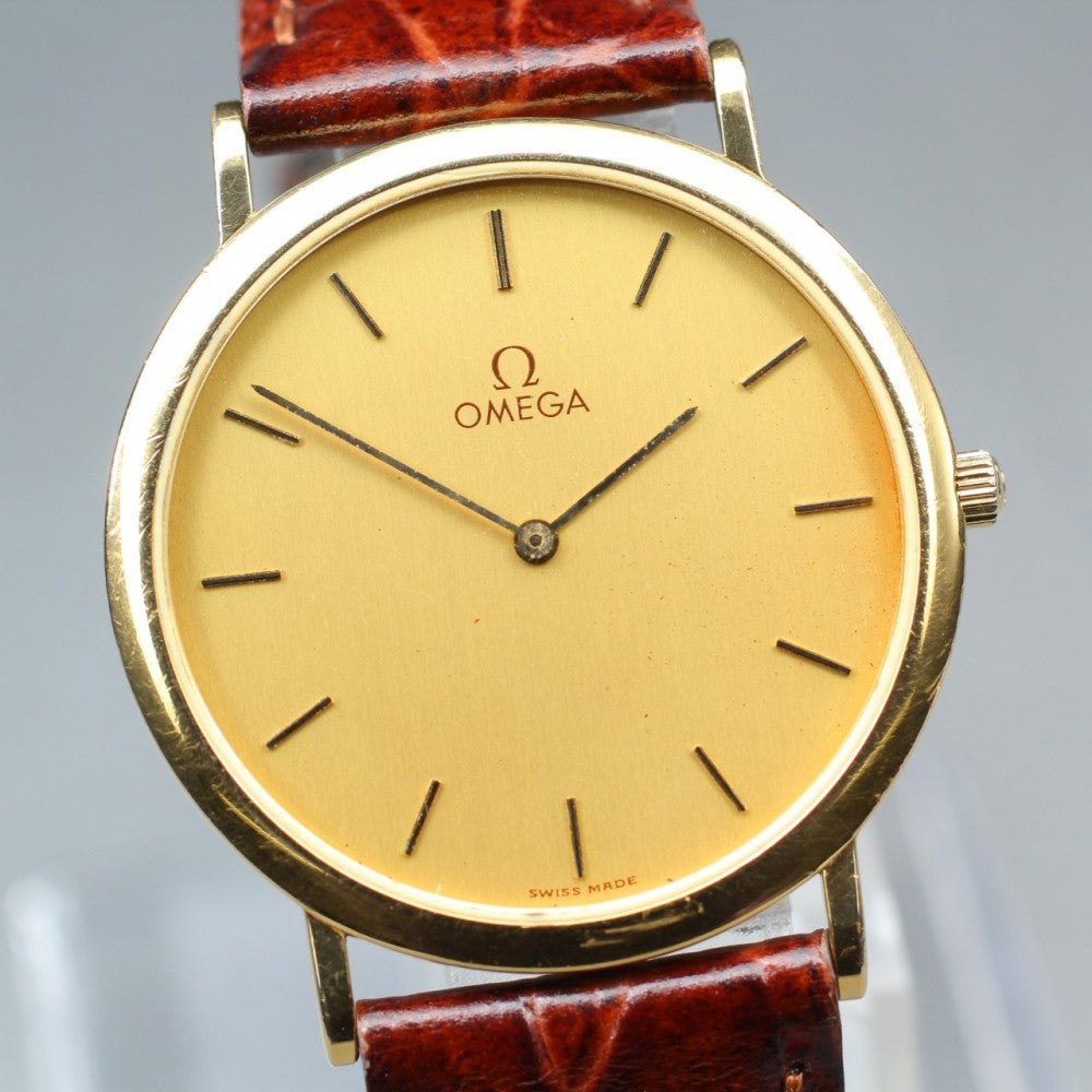 Near MINT OMEGA De Ville 195.0075.2 Gold Quartz 32.1mm Men's Watch