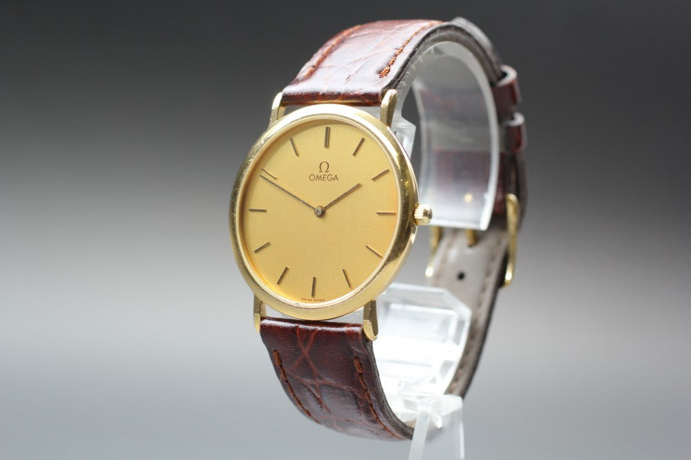 Near MINT OMEGA De Ville 195.0075.2 Gold Quartz 32.1mm Men's Watch