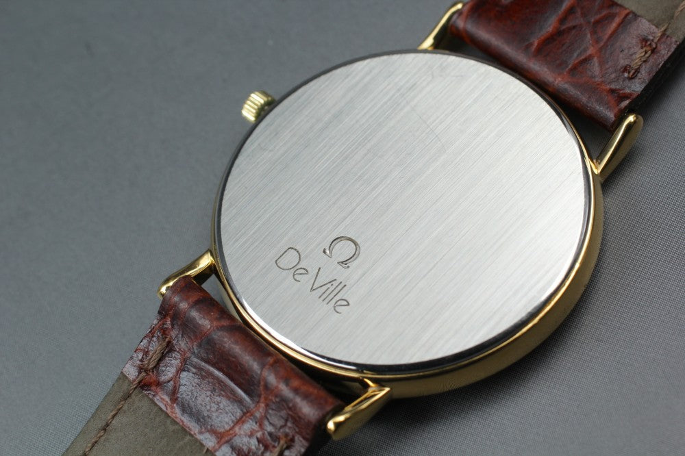 Near MINT OMEGA De Ville 195.0075.2 Gold Quartz 32.1mm Men's Watch
