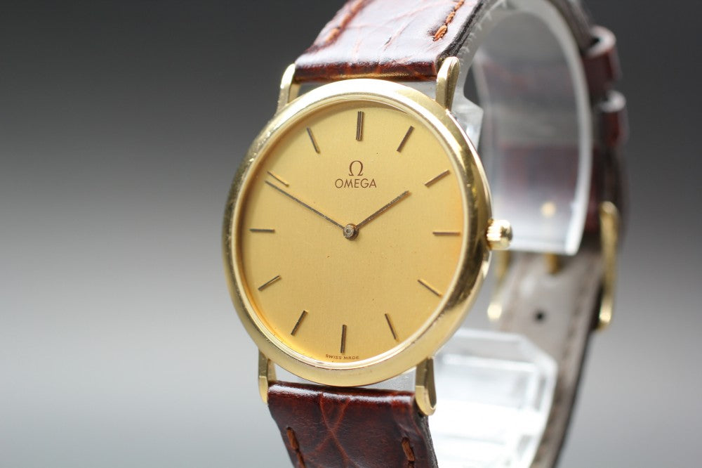 Near MINT OMEGA De Ville 195.0075.2 Gold Quartz 32.1mm Men's Watch