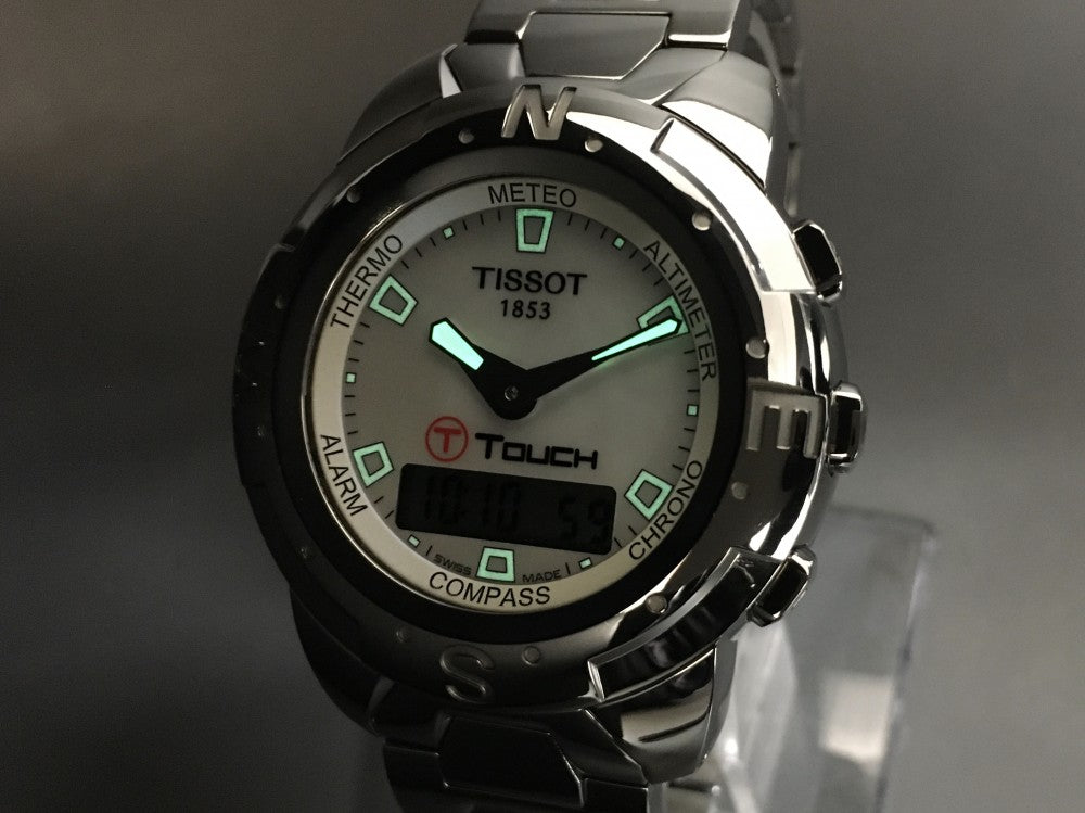 Near MINT TISSOT T-Touch Z 252/352P Mother of Pearl Quartz 40.8mm Men's Watch