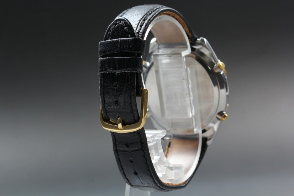 Near MINT SEIKO World Timer 6M15-0020 White Quartz 37mm Men's Watch 1995