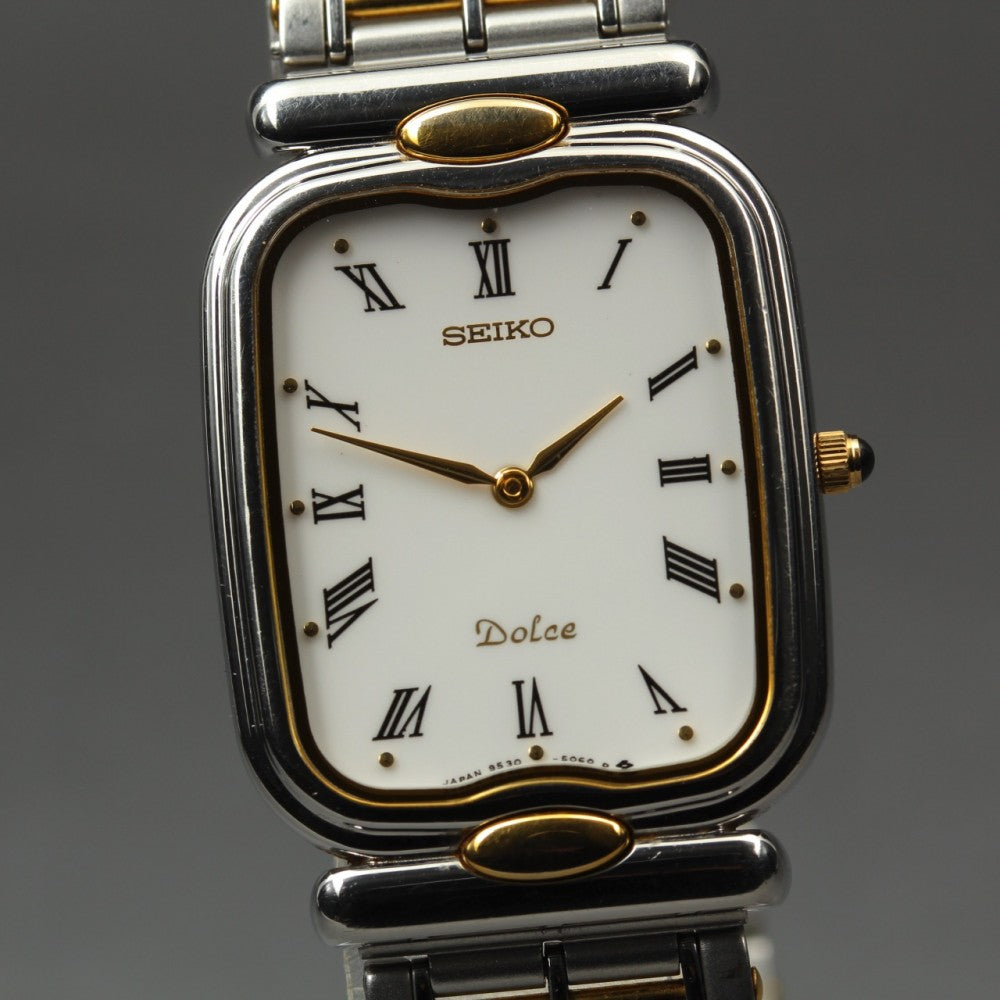 Near MINT SEIKO Dolce 9530-5050 White Quartz 25mm Men's Watch