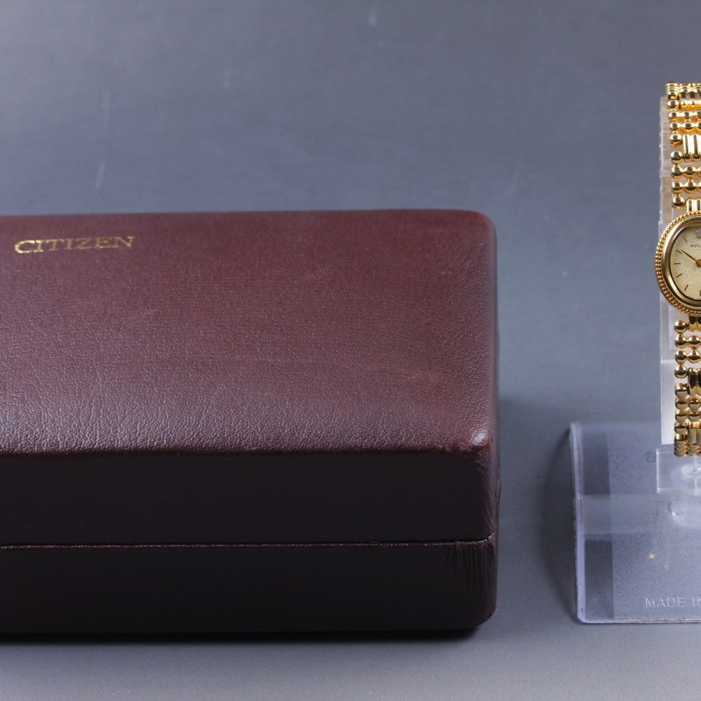 Near MINT CITIZEN SYLPH 2200-241649 Gold Quartz 17.5mm Ladies Watch