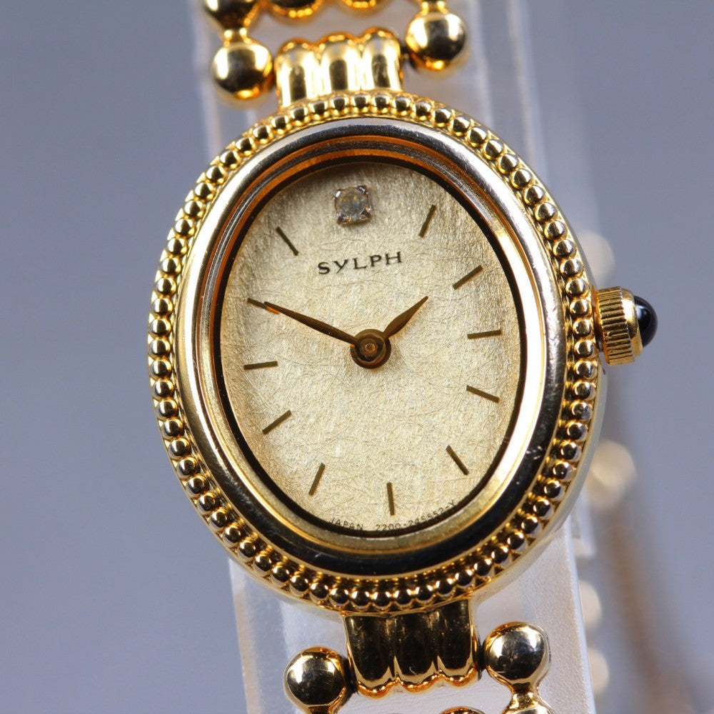 Near MINT CITIZEN SYLPH 2200-241649 Gold Quartz 17.5mm Ladies Watch