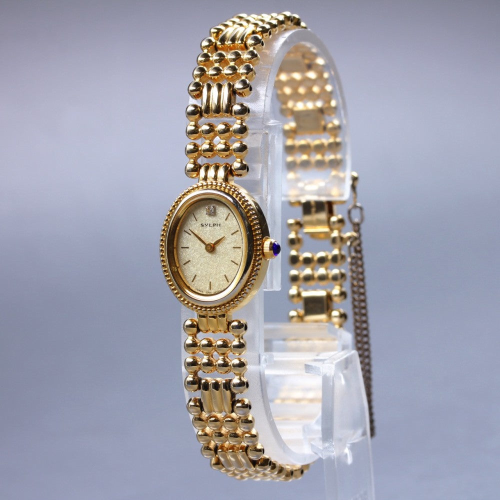 Near MINT CITIZEN SYLPH 2200-241649 Gold Quartz 17.5mm Ladies Watch