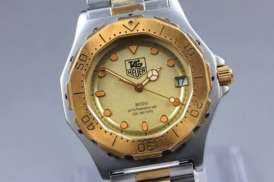 Near MINT TAG Heuer Professional 3000 935.406 Gold Quartz 38mm Men's Watch