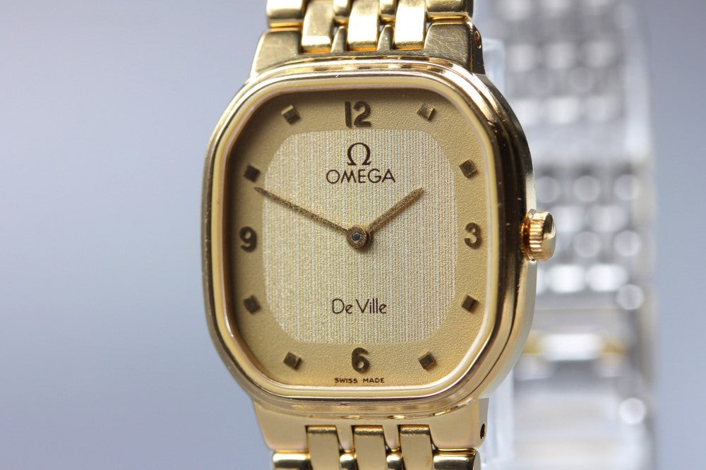 Near MINT OMEGA De Ville Ref.795 0834 Cal.1375 Gold Quartz 21mm Ladies Watch 1984