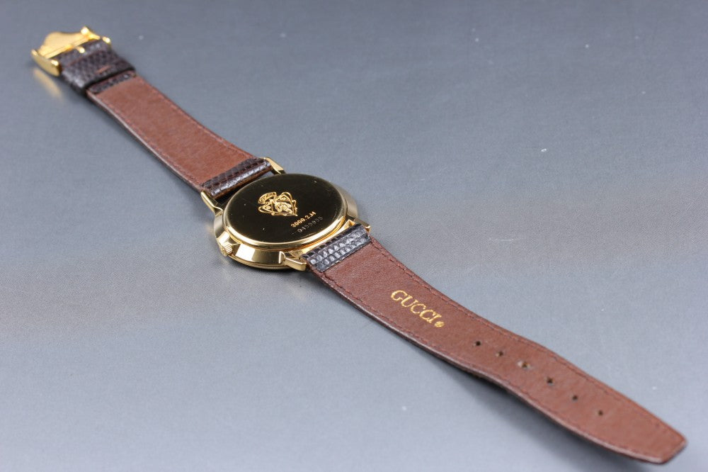 Near MINT GUCCI 3000.2.M Gold Quartz 33mm Men's Watch