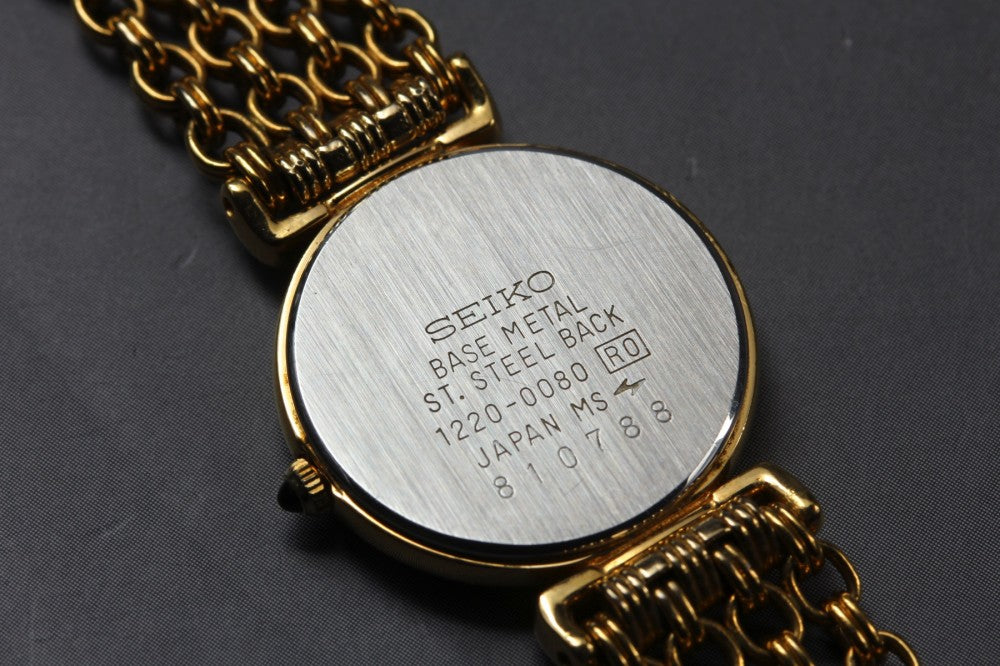 Near MINT SEIKO Exceline 1220-0080 Gold Quartz 20.5mm Ladies Watch 1988