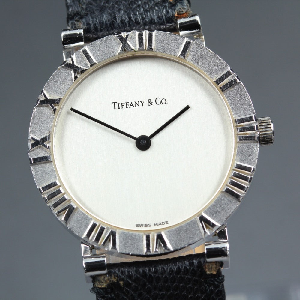 Near MINT TIFFANY＆Co. Atlas M0640 Silver Quartz 31.4mm Men's Watch