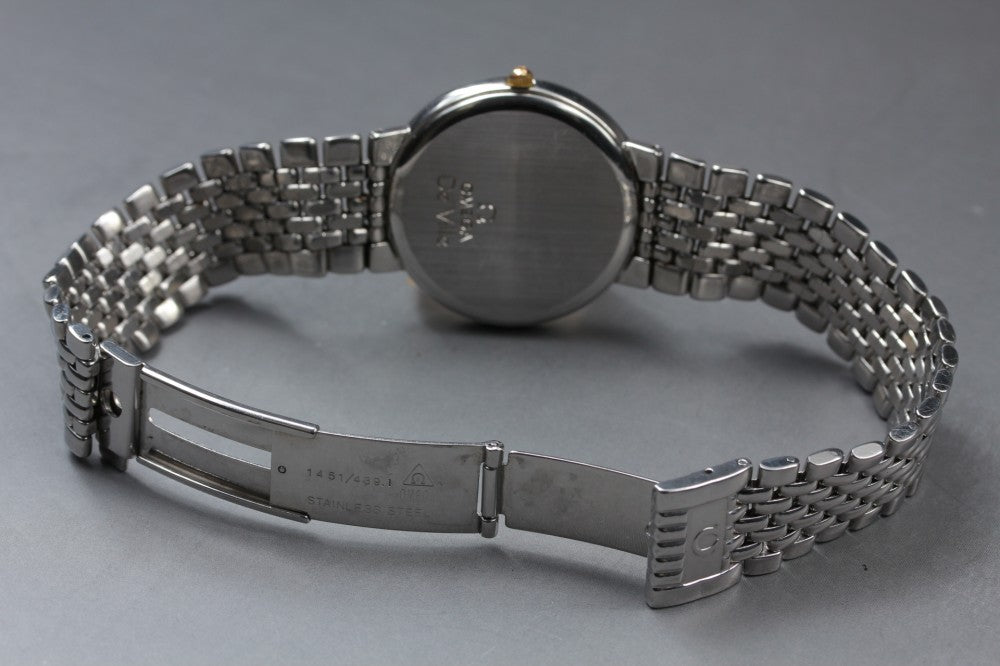 Near MINT OMEGA De Ville 396.1012 Cal.1430 Silver/Gold Quartz 32mm Men's Watch