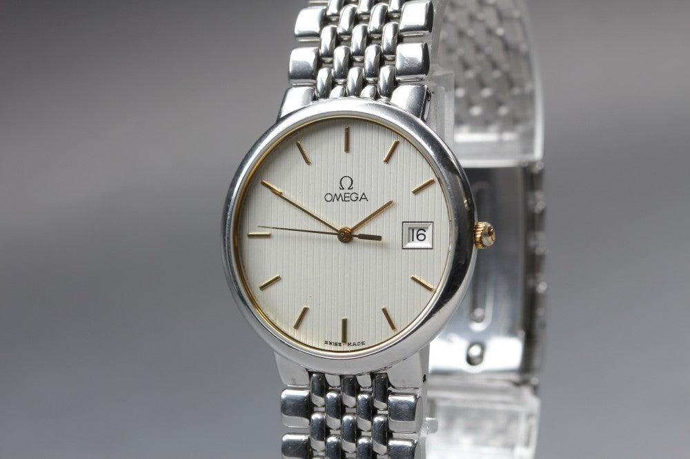 Near MINT OMEGA De Ville 396.1012 Cal.1430 Silver/Gold Quartz 32mm Men's Watch