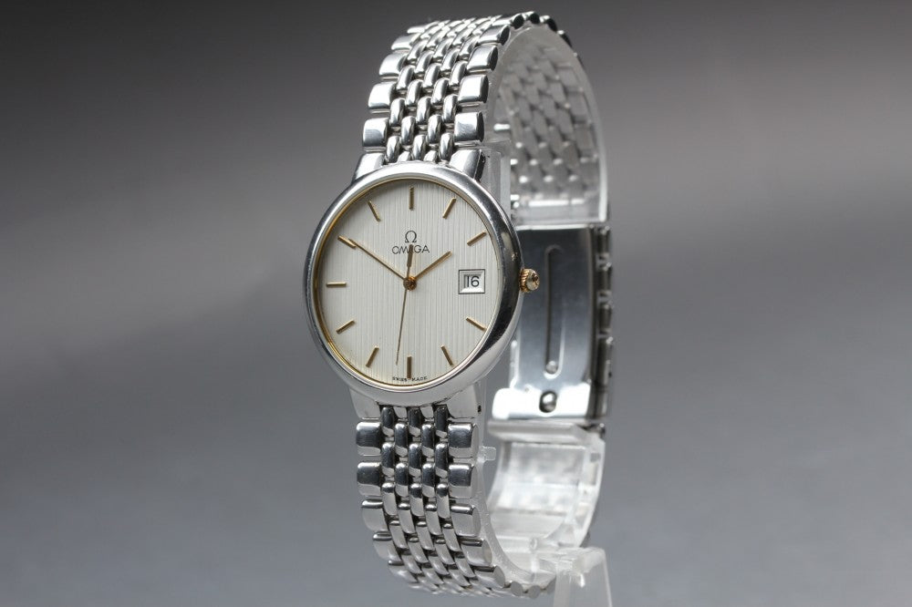 Near MINT OMEGA De Ville 396.1012 Cal.1430 Silver/Gold Quartz 32mm Men's Watch