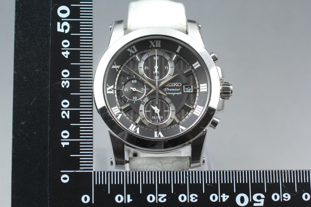 Near MINT SEIKO Premier 7T62-0LE0 Black Quartz 43.5mm Men's Watch 2004