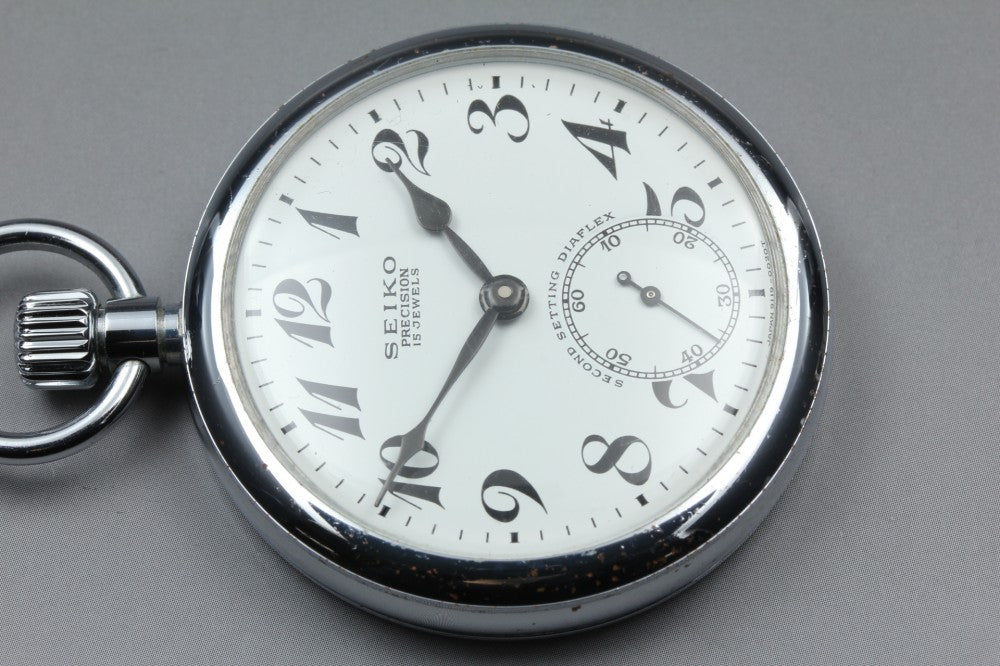SEIKO PRECISION 91-0020 White Manual 50mm Unisex Pocket Watch 1970