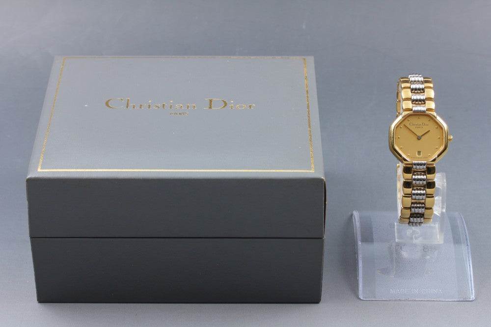 Near MINT Christian Dior Swing Octagon 48.133 Gold Quartz 25mm Ladies Watch