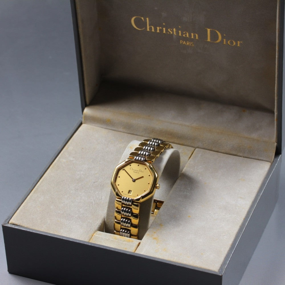 Near MINT Christian Dior Swing Octagon 48.133 Gold Quartz 25mm Ladies Watch