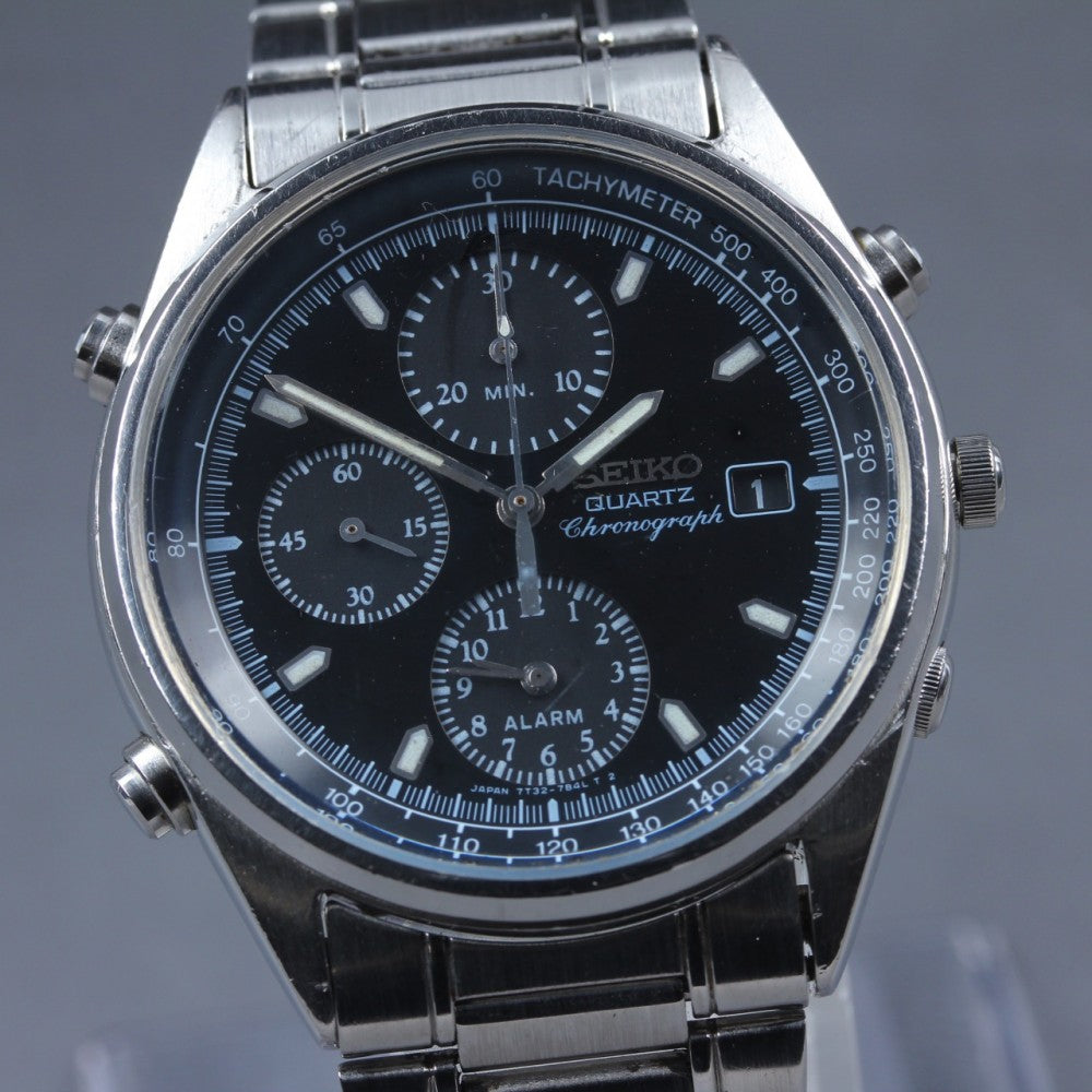 SEIKO Chronograph 7T32-7B30 Black Quartz 37mm Men's Watch 1992
