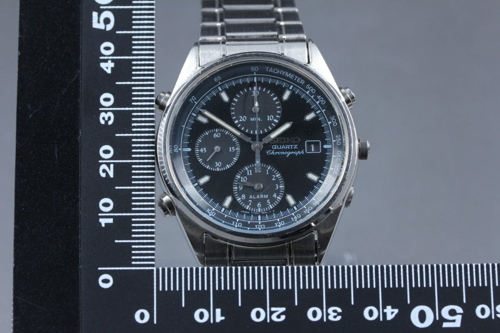 SEIKO Chronograph 7T32-7B30 Black Quartz 37mm Men's Watch 1992