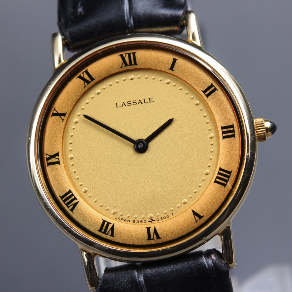 Near MINT SEIKO Lassale 5A50-0090 Gold Quartz 24.3mm Ladies Watch 1989