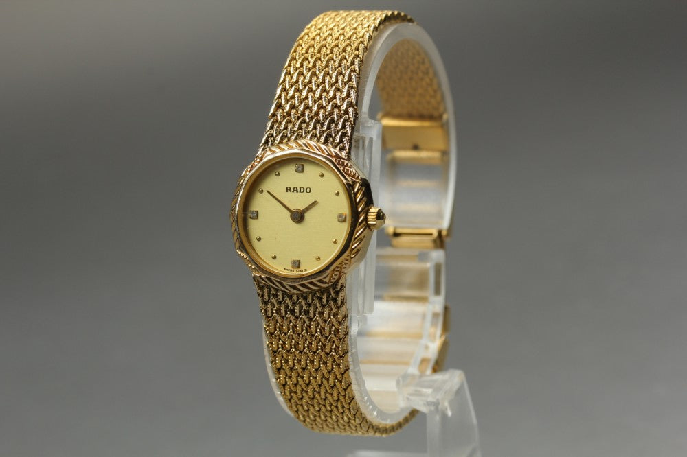 Near MINT RADO 204.3617.2 Gold Quartz 20.4mm Ladies Watch