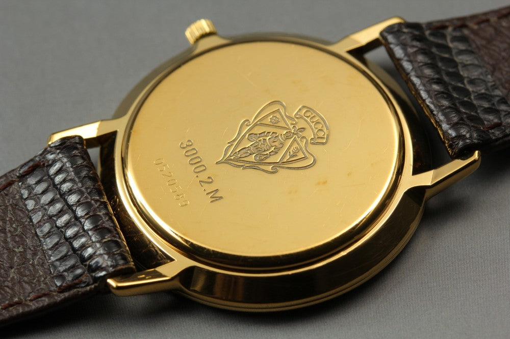 Near MINT GUCCI 3000.2.M Gold Quartz 33mm Men's Watch