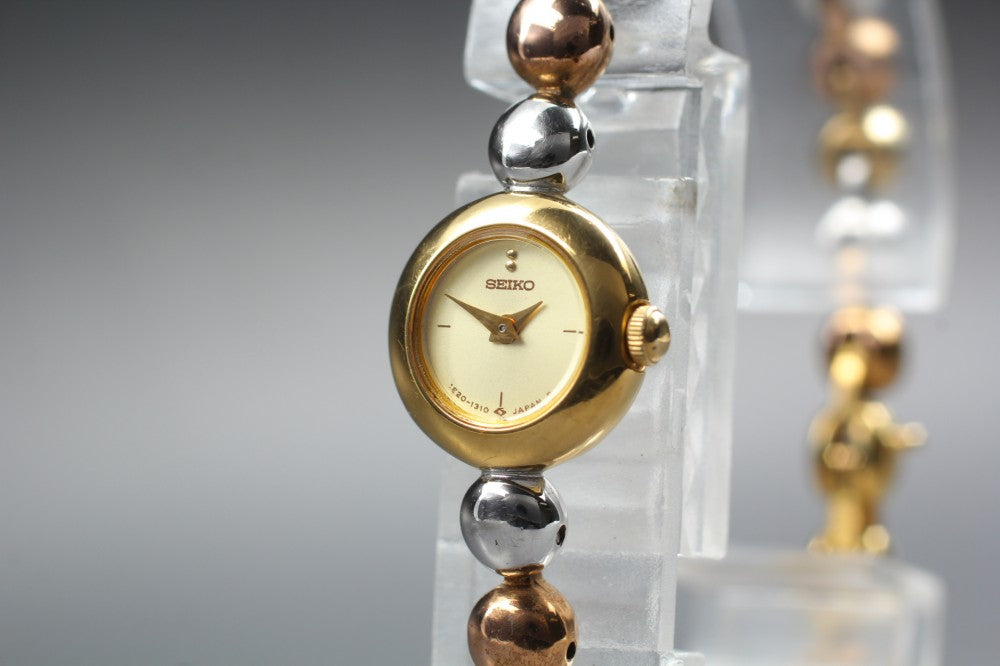 SEIKO Tisse 1E20-0070 Gold Quartz 14.3mm Ladies Watch 1986