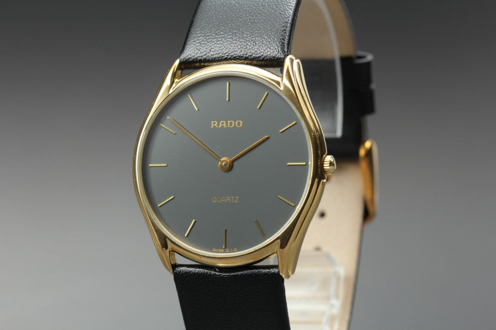 Near MINT RADO 121.5336.2 Black Quartz 33mm Men's Watch