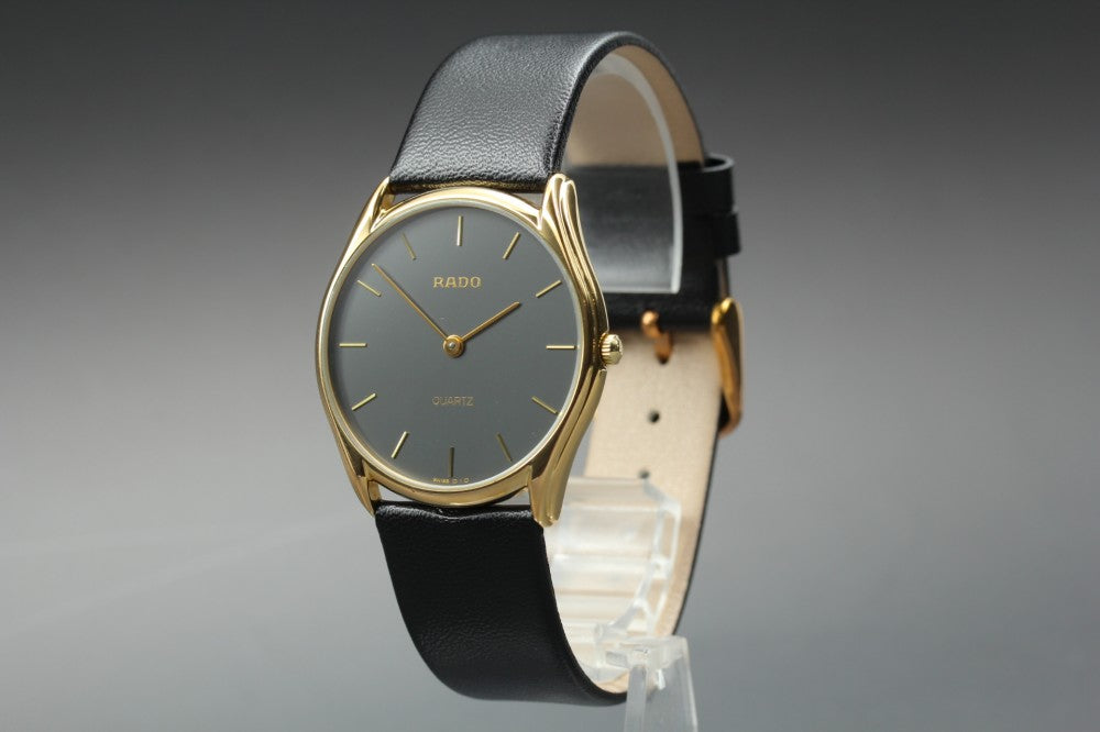 Near MINT RADO 121.5336.2 Black Quartz 33mm Men's Watch
