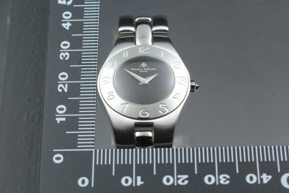 Near MINT Baume&Mercier Linea 65337 Black Quartz 24.5mm Ladies Watch