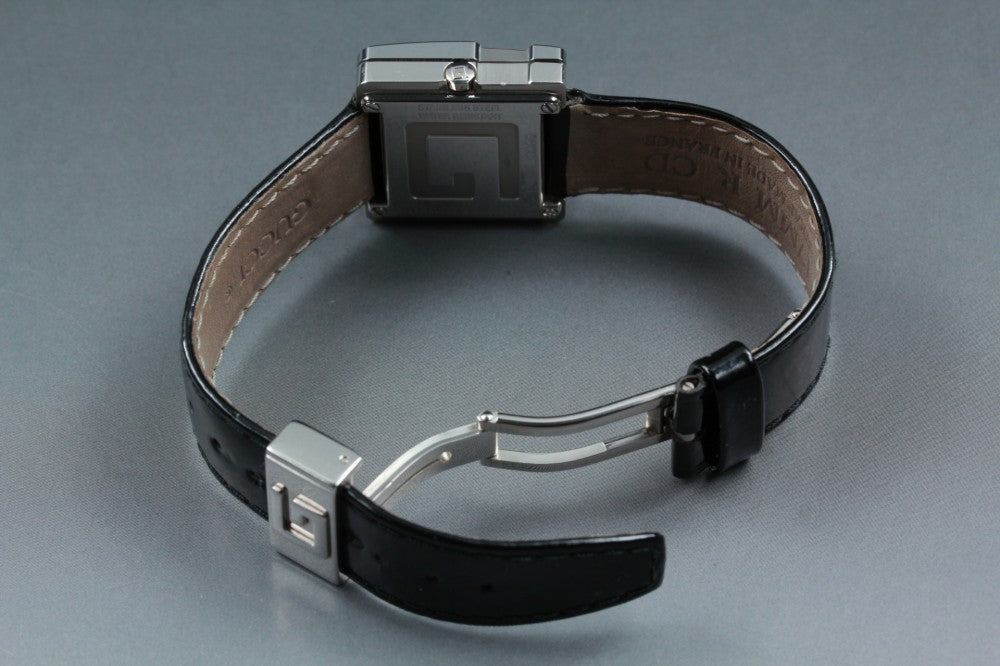 Near MINT GUCCI G Square 3600J Black Quartz 26mm Ladies Watch