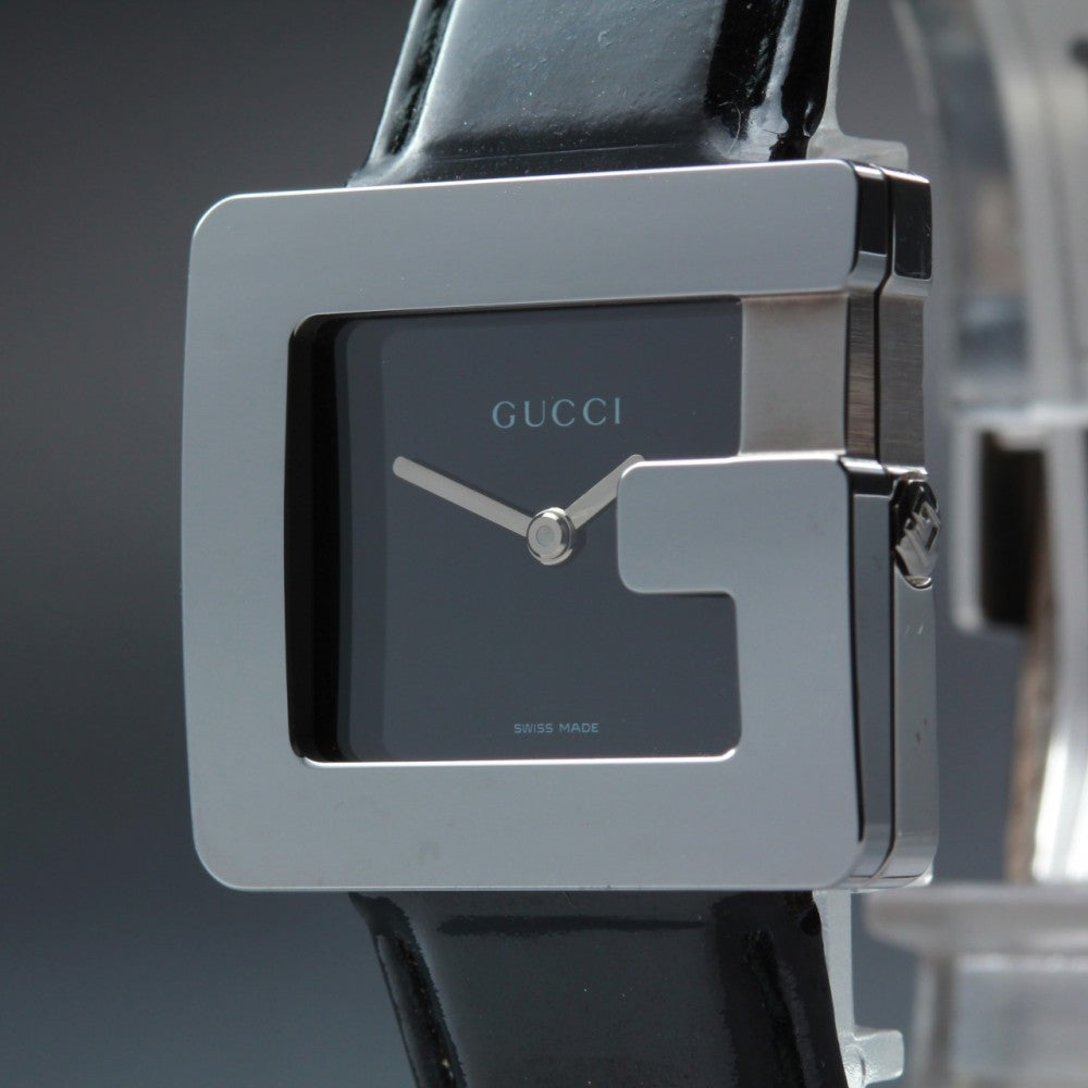 Near MINT GUCCI G Square 3600J Black Quartz 26mm Ladies Watch