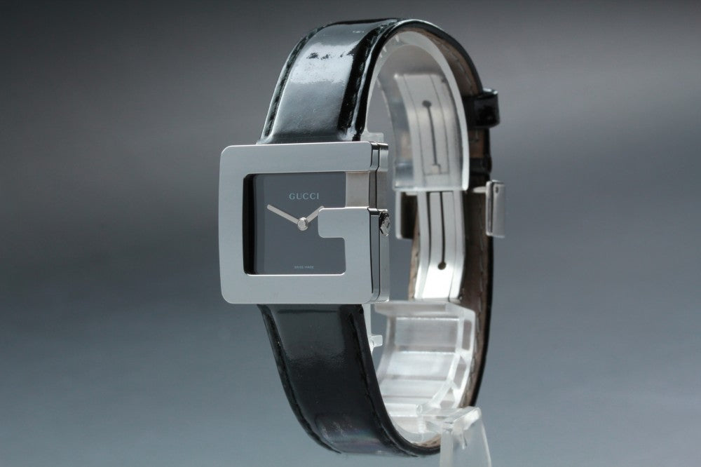 Near MINT GUCCI G Square 3600J Black Quartz 26mm Ladies Watch