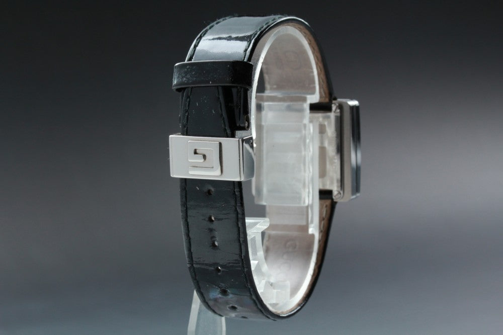 Near MINT GUCCI G Square 3600J Black Quartz 26mm Ladies Watch