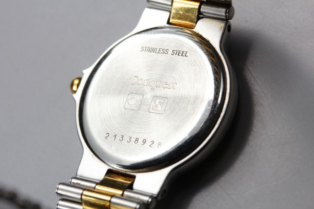 Near MINT LONGINES Conquest 152.4937 Gold Quartz 24mm Ladies Watch