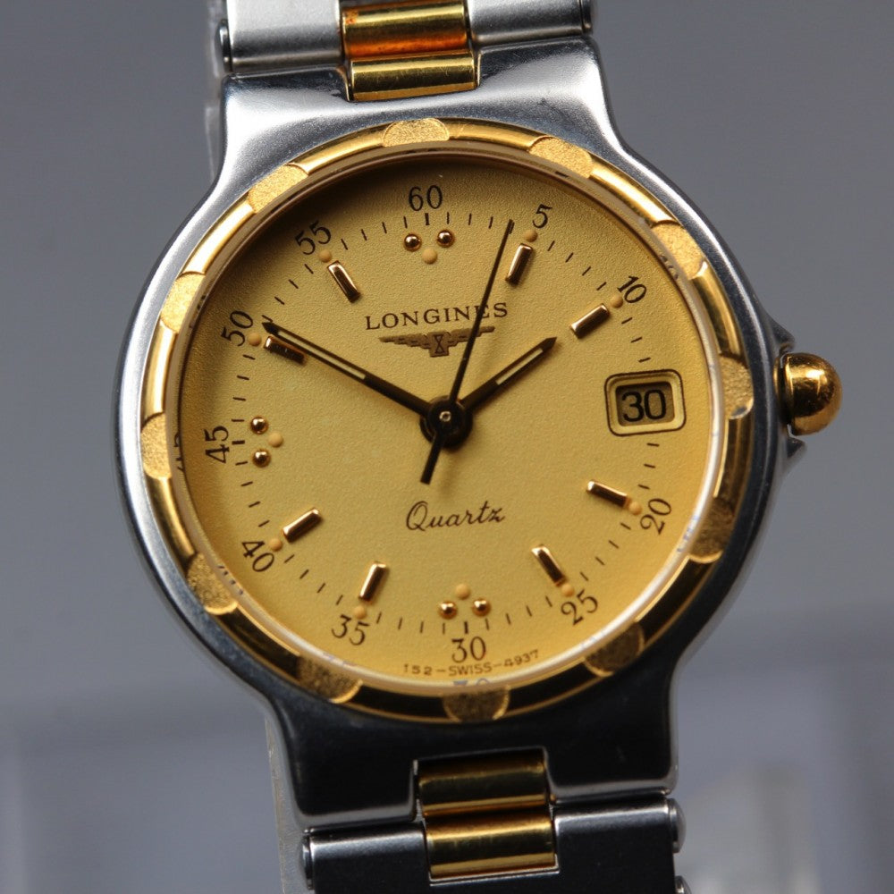 Near MINT LONGINES Conquest 152.4937 Gold Quartz 24mm Ladies Watch