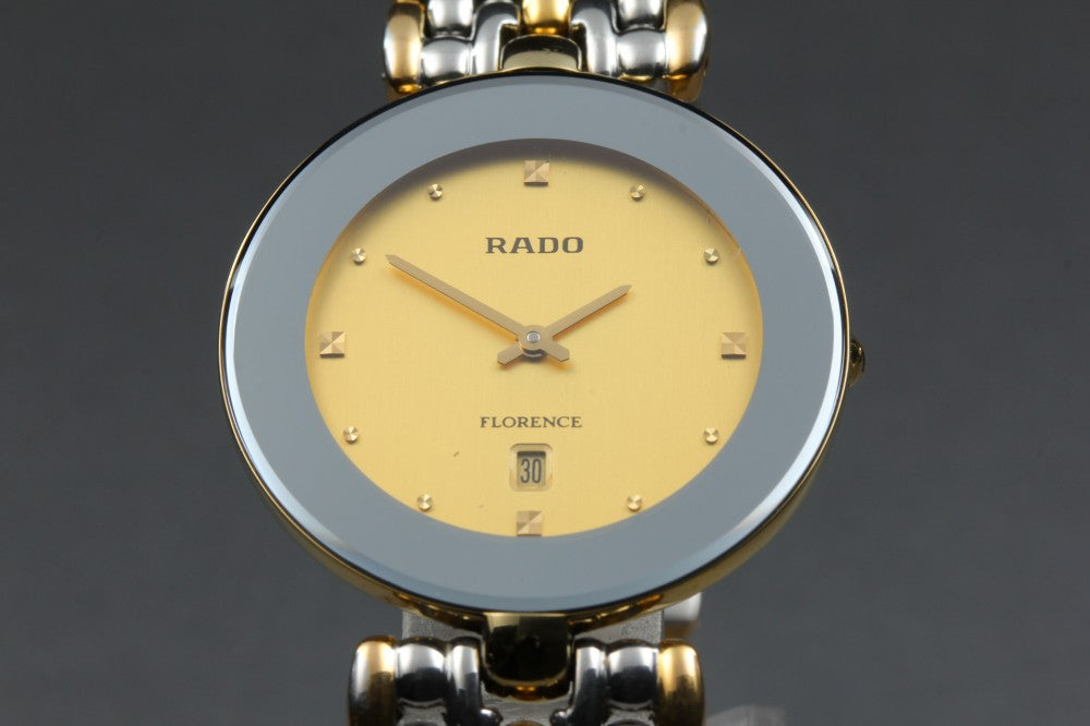 Near MINT RADO Florence 160.3677.2 Gold Quartz 32.5mm Men's Watch