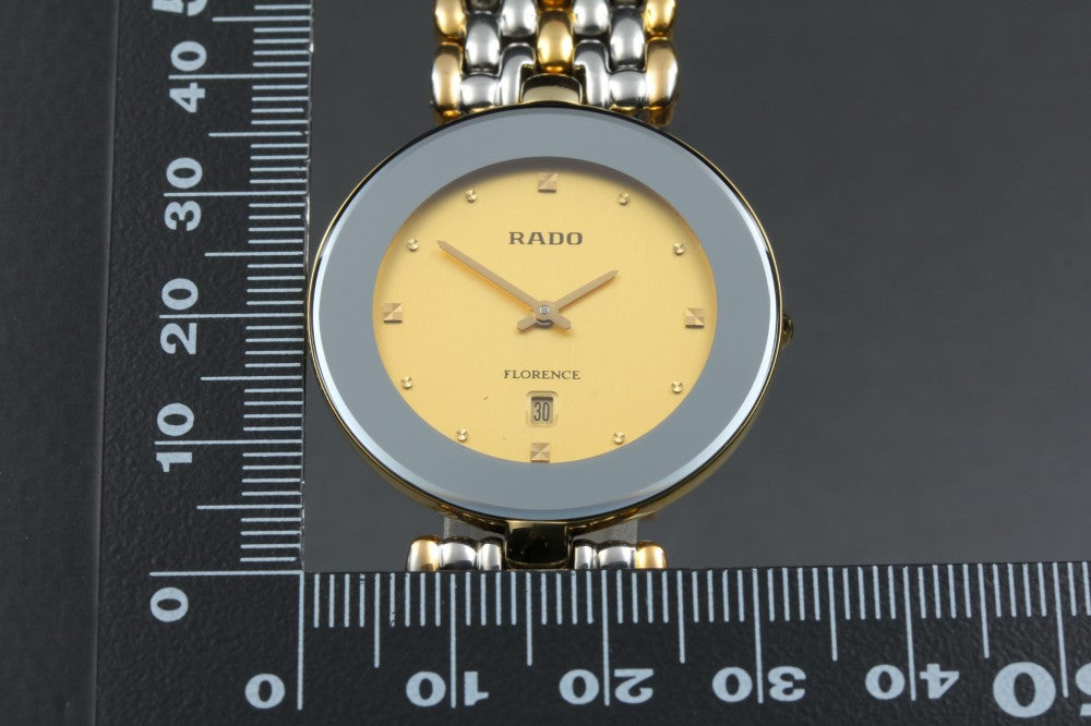 Near MINT RADO Florence 160.3677.2 Gold Quartz 32.5mm Men's Watch