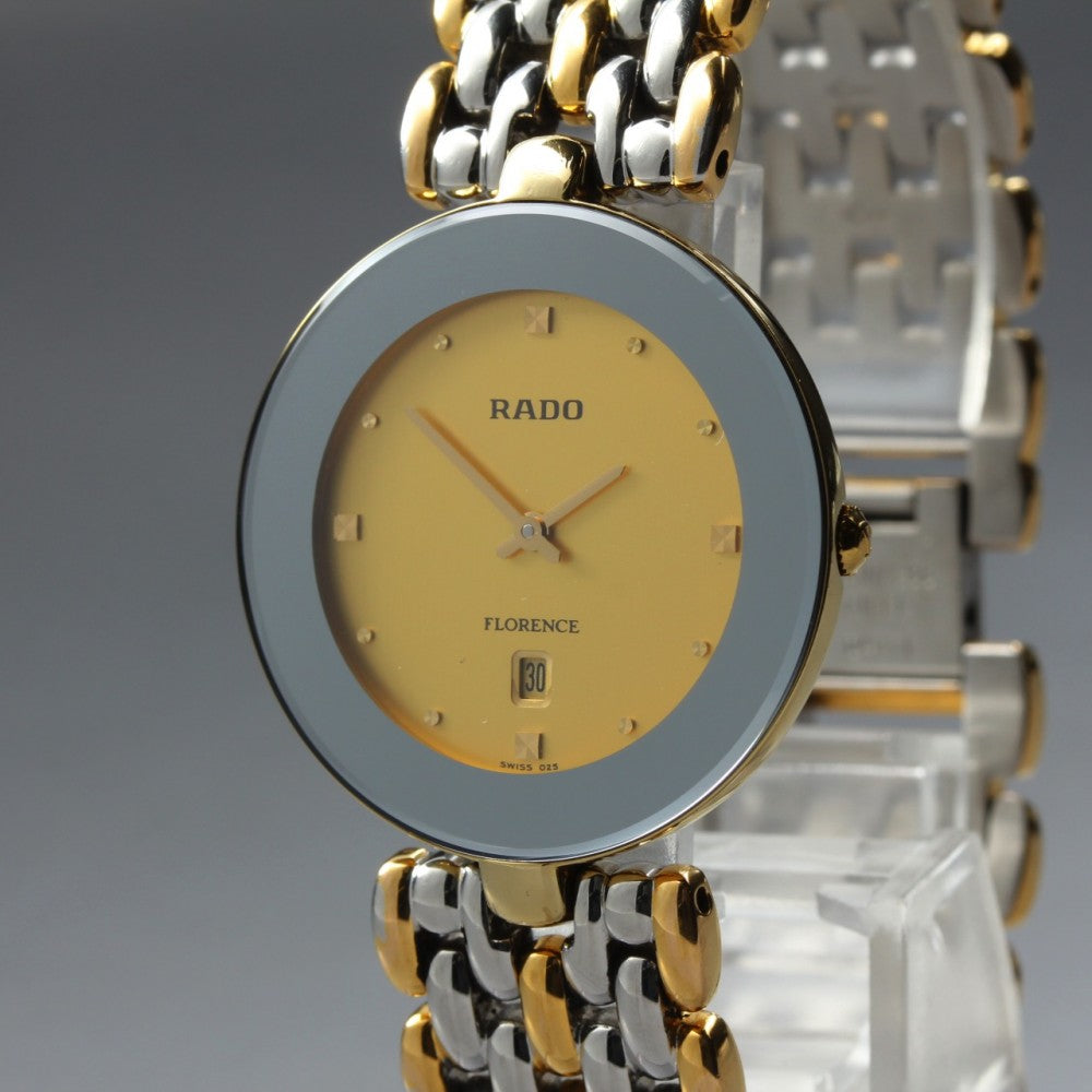 Near MINT RADO Florence 160.3677.2 Gold Quartz 32.5mm Men's Watch