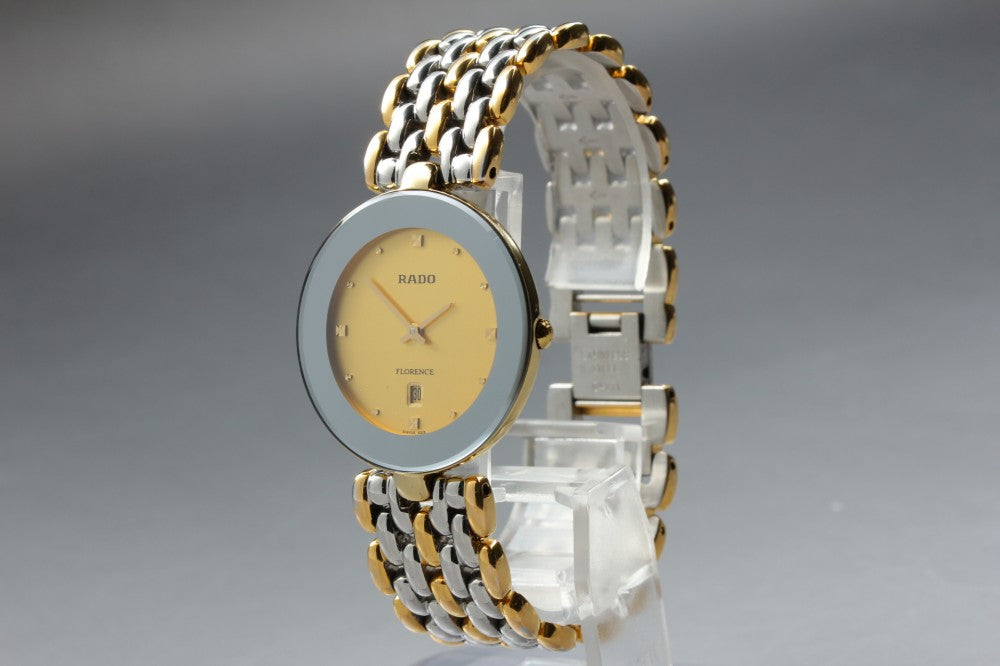 Near MINT RADO Florence 160.3677.2 Gold Quartz 32.5mm Men's Watch