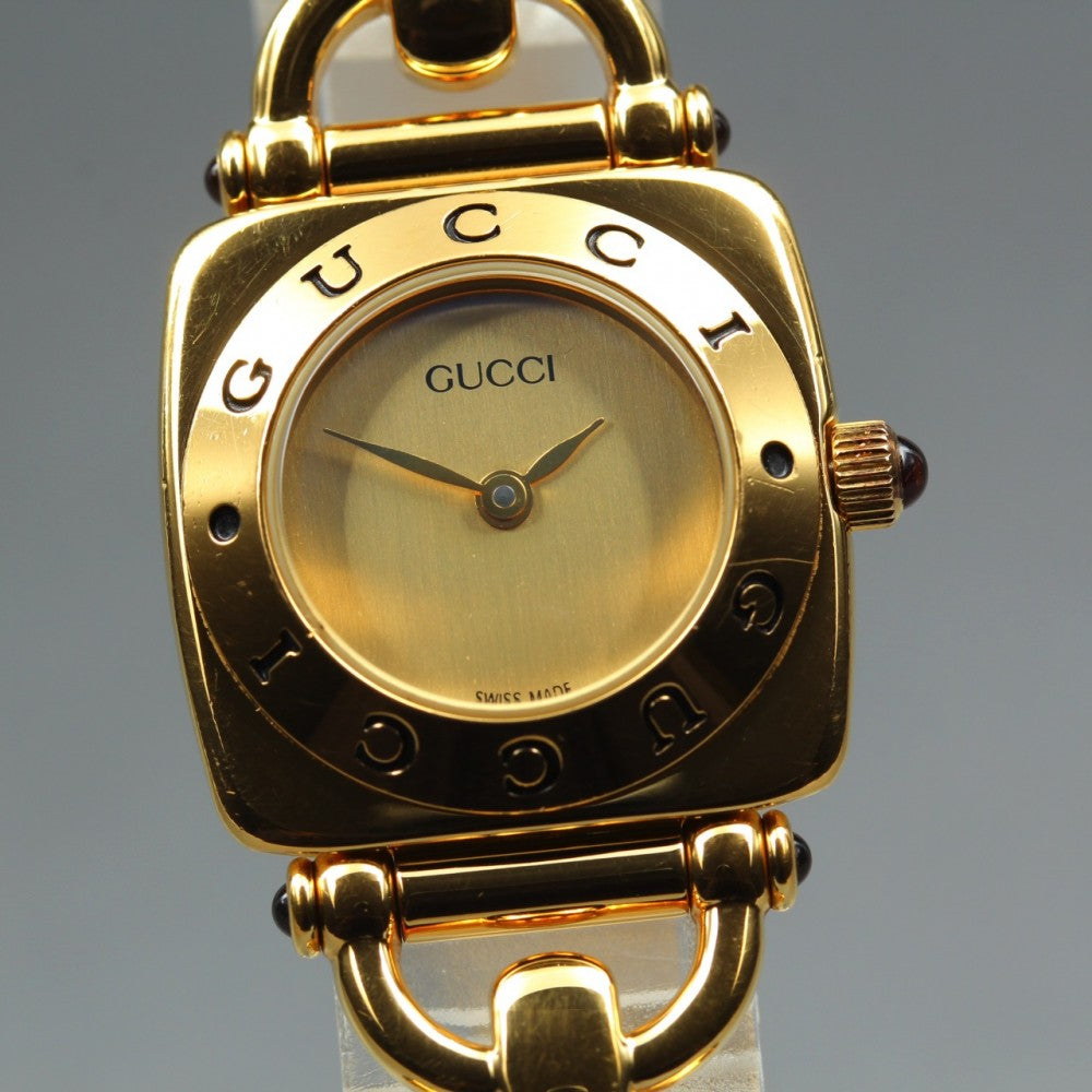 Near MINT GUCCI 6300L Gold Quartz 21.6mm Ladies Watch