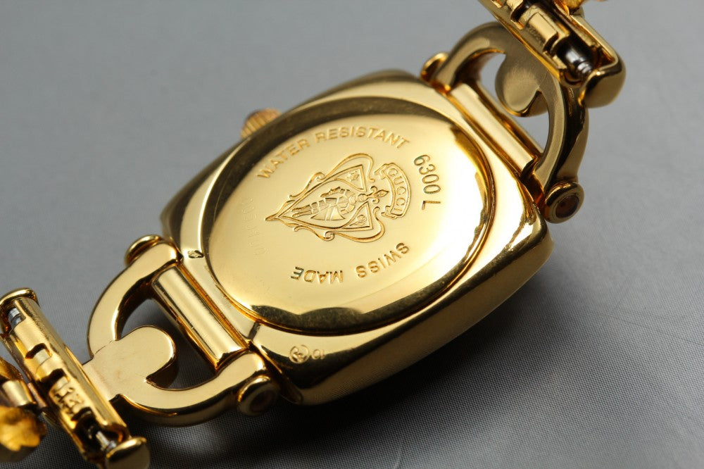 Near MINT GUCCI 6300L Gold Quartz 21.6mm Ladies Watch