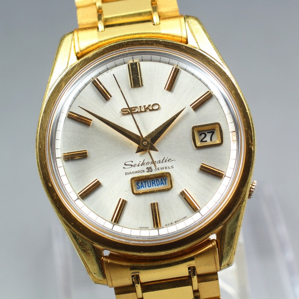 SEIKO Matic Weekdater 6218-8971 Silver Auto 37mm Men's Watch 1965