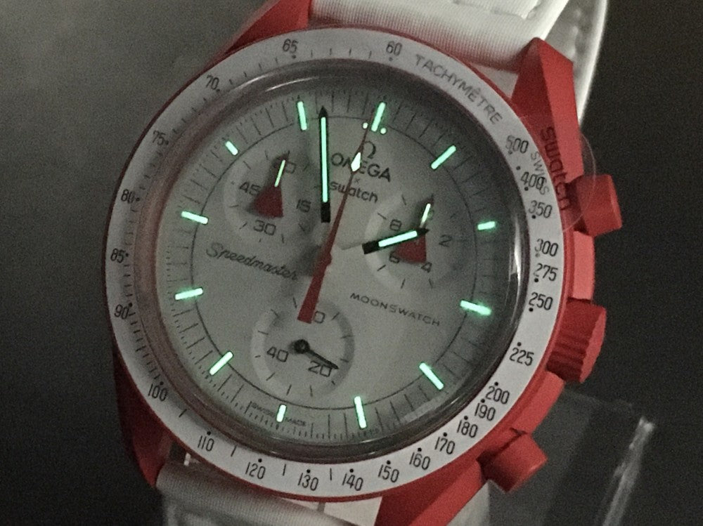 MINT Omega × Swatch Mission To Mars SO33R100 White Quartz 41.5mm Men's Watch