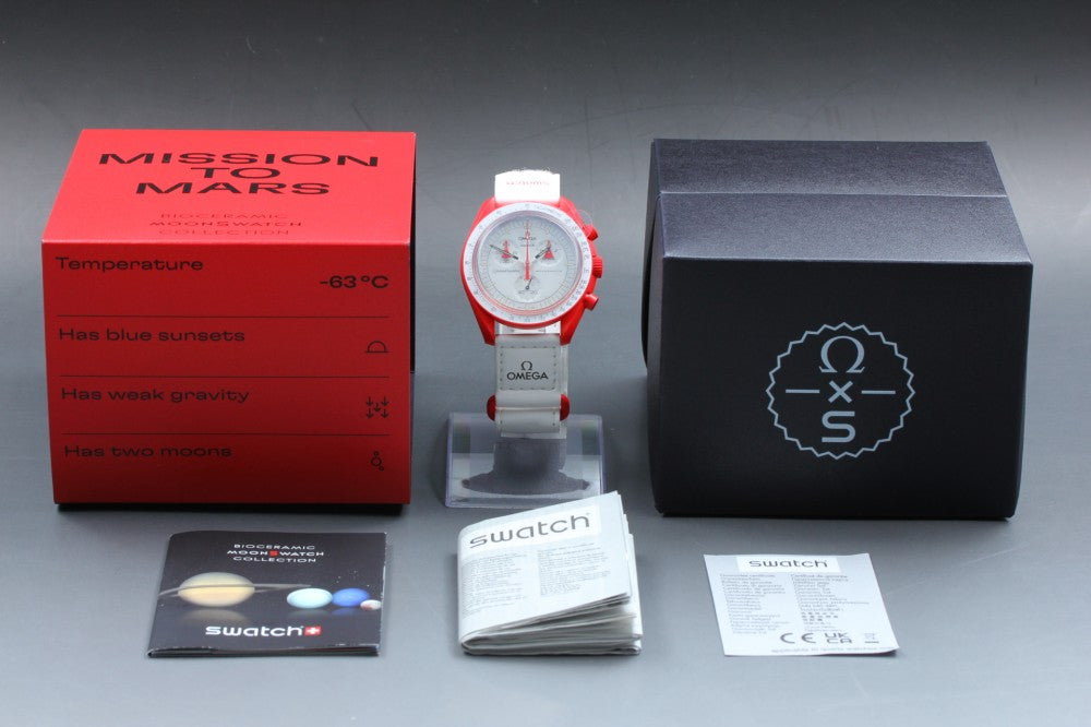 MINT Omega × Swatch Mission To Mars SO33R100 White Quartz 41.5mm Men's Watch