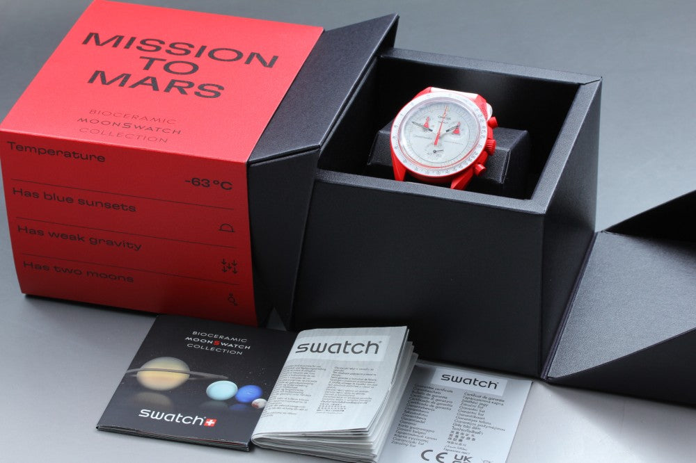 MINT Omega × Swatch Mission To Mars SO33R100 White Quartz 41.5mm Men's Watch