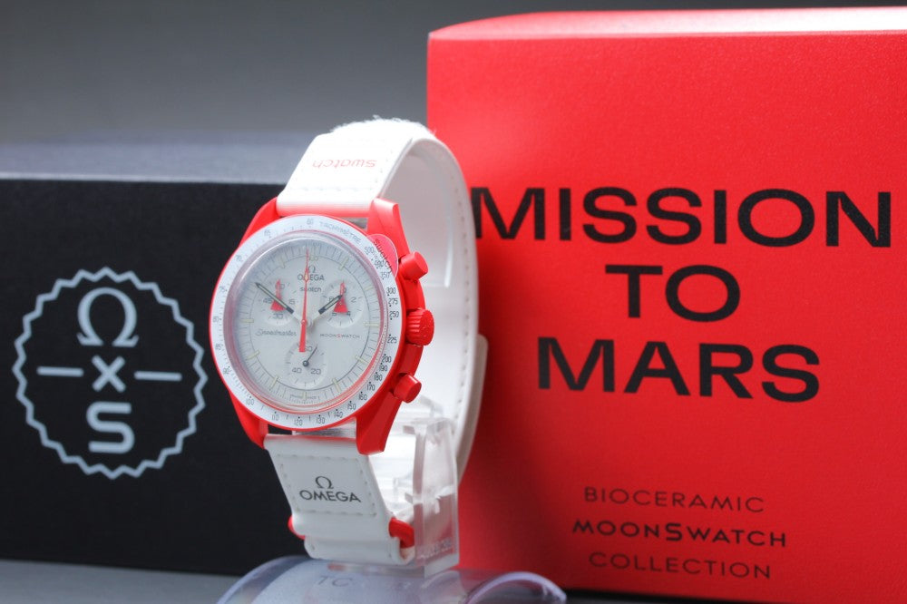 MINT Omega × Swatch Mission To Mars SO33R100 White Quartz 41.5mm Men's Watch